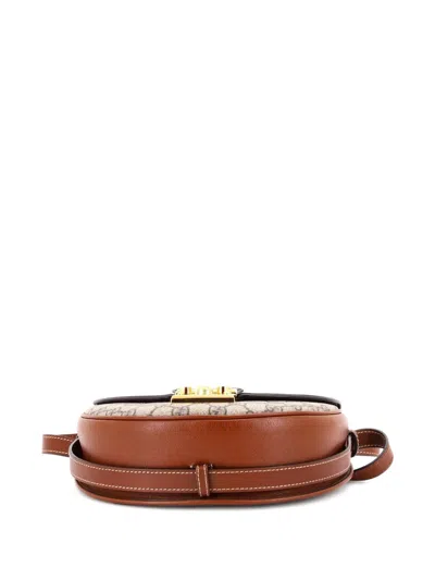 Pre-owned Gucci Padlock Saddle Shoulder Bag Gg Coated Canvas And Leather Small Crossbody Bag In Black