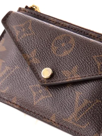 Pre-owned Louis Vuitton Recto Verso Monogram Canvas Card Holder In Brown