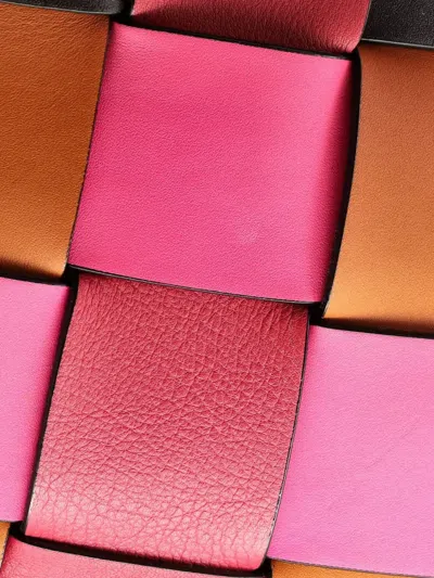 Pre-owned Loewe Woven Basket Bag Leather Small Tote Bag In Multi