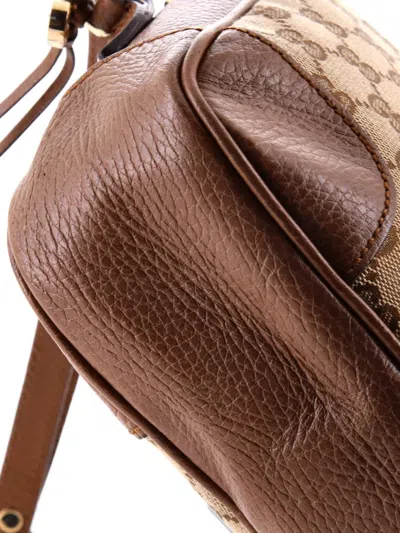 Pre-owned Gucci Bree Disco Gg Canvas With Leather Mini Crossbody Bag In Brown