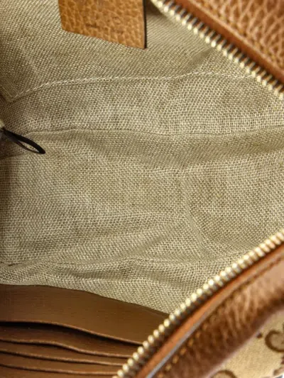 Pre-owned Gucci Bree Disco Gg Canvas With Leather Mini Crossbody Bag In Brown