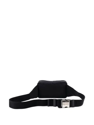 Pre-owned Prada Front Pocket Re-nylon With Saffiano Leather Belt Bag In Black