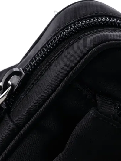 Pre-owned Prada Front Pocket Re-nylon With Saffiano Leather Belt Bag In Black