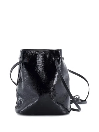 Pre-owned Miu Miu Aviator Patent Mini Bucket Bag In Black