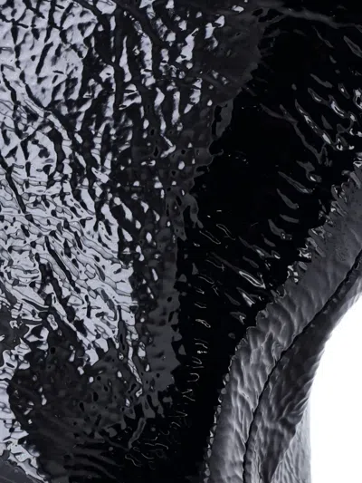 Pre-owned Miu Miu Aviator Patent Mini Bucket Bag In Black