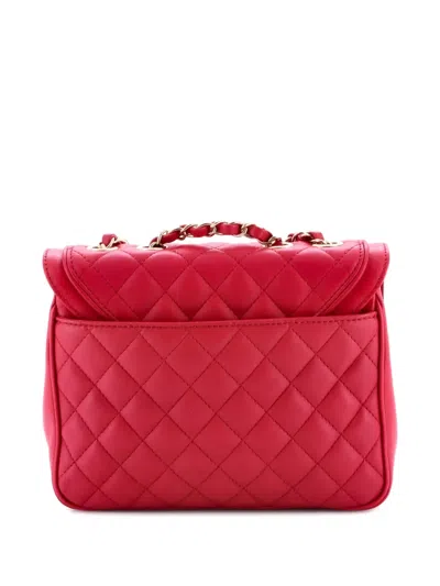 Pre-owned Chanel Lovely Day Square Flap Bag Quilted Lambskin Medium Crossbody Bag In Pink