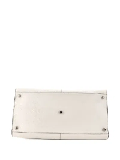 Pre-owned Fendi Peekaboo X-lite Fit Bag Leather Large Tote Bag In White