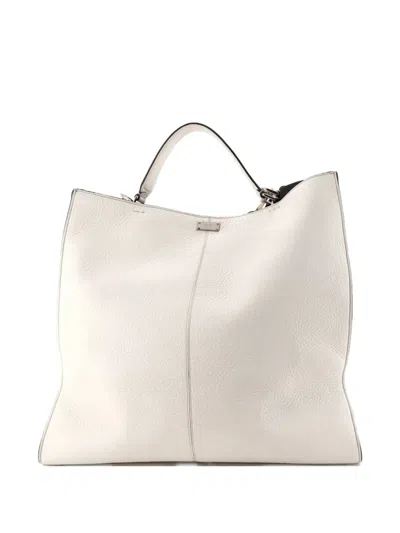 Pre-owned Fendi Peekaboo X-lite Fit Bag Leather Large Tote Bag In White