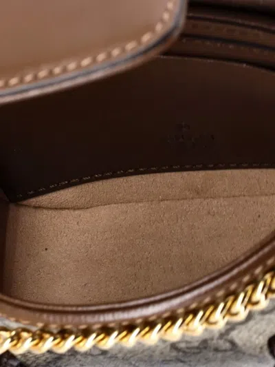 Pre-owned Gucci Horsebit 1955 Flap Wallet With Strap Gg Coated Canvas Crossbody Bag In Brown