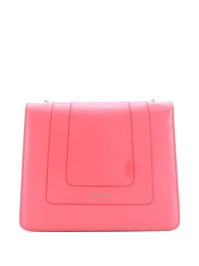 Pre-owned Bvlgari Serpenti Forever Square Leather Medium Shoulder Bag In Pink