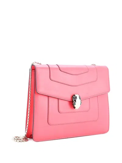 Pre-owned Bvlgari Serpenti Forever Square Leather Medium Shoulder Bag In Pink
