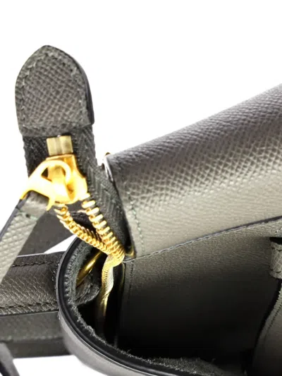 Pre-owned Celine Belt Bag Textured Leather Nano Shoulder Bag In Gray