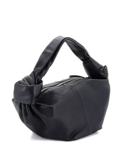 Pre-owned Bottega Veneta Double Knot Leather Mini Hobo Bag In Black