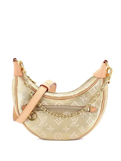 Pre-owned Louis Vuitton Loop Handbag Monoglam Jacquard Canvas Hobo Bag In Gold