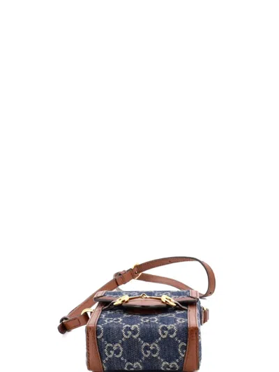 Pre-owned Gucci Horsebit 1955 Gg Denim Mini Crossbody Bag In Blue