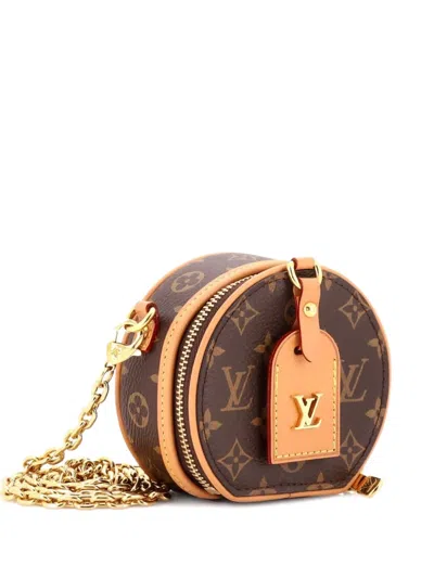 Pre-owned Louis Vuitton Boite Chapeau Necklace Bag Monogram Canvas Crossbody Bag In Brown