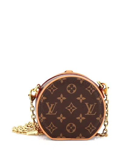 Pre-owned Louis Vuitton Boite Chapeau Necklace Bag Monogram Canvas Crossbody Bag In Brown