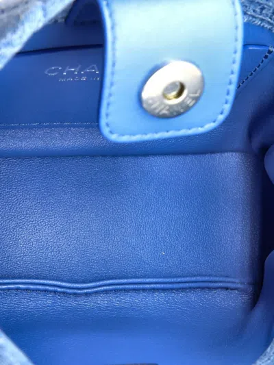 Pre-owned Chanel Sweet Heart Chain Crossbody Bag Quilted Camellia Denim Mini Shoulder Bag In Blue