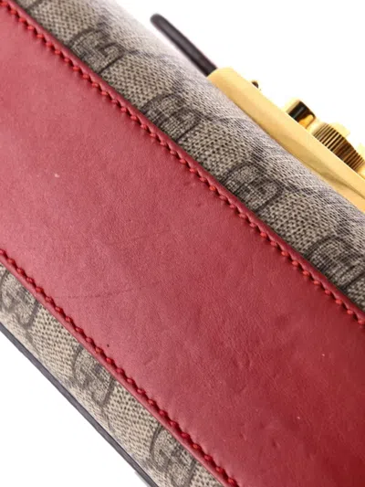 Pre-owned Gucci Padlock Shoulder Bag Gg Coated Canvas And Leather Small Crossbody Bag In Brown