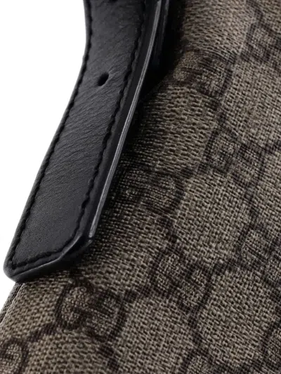 Pre-owned Gucci Web Messenger Bag Gg Coated Canvas Medium Crossbody Bag In Brown