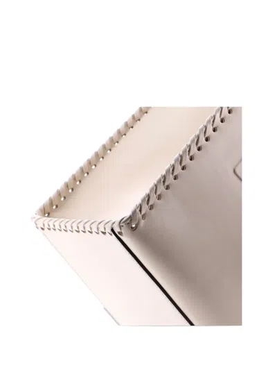 Pre-owned Fendi Sunshine Shopper Whipstitch Leather Medium Tote Bag In Neutral