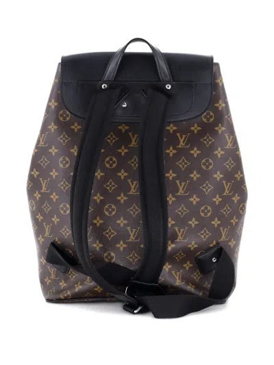 Pre-owned Louis Vuitton Palk Macassar Monogram Canvas Backpack In Black