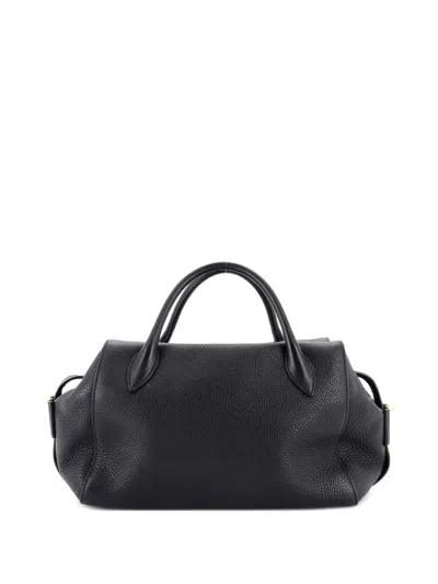 Pre-owned Prada Convertible Top Handle Satchel Vitello Daino Medium Shoulder Bag In Black