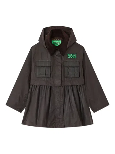 Ganni X Barbour Tartan Peplum Jacket In Brown