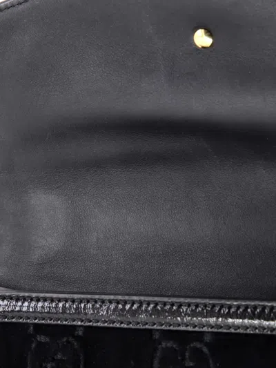 Pre-owned Gucci Sylvie Shoulder Bag Gg Velvet Small Crossbody Bag In Black