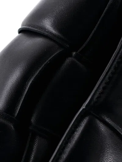 Pre-owned Bottega Veneta Cassette Chain Padded Maxi Intrecciato Leather Crossbody Bag In Black