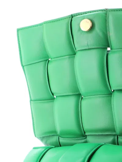 Pre-owned Bottega Veneta Cassette Chain Padded Maxi Intrecciato Leather Crossbody Bag In Green