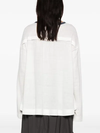 Open Yy Number Graphic Linen Tee Sweater In White