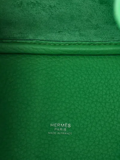 Pre-owned Hermes Picotin Lock Bag Clemence Pm Bucket Bag In Green