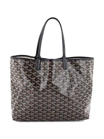 Pre-owned Goyard Saint Louis Coated Canvas Pm Tote Bag In Black