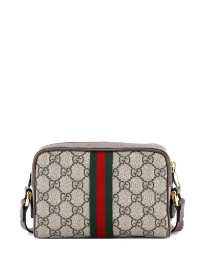 Pre-owned Gucci Ophidia Shoulder Bag Gg Coated Canvas Mini Crossbody Bag In Brown