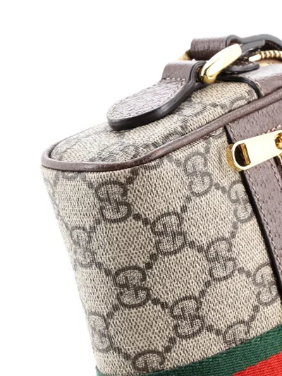 Pre-owned Gucci Ophidia Shoulder Bag Gg Coated Canvas Mini Crossbody Bag In Brown