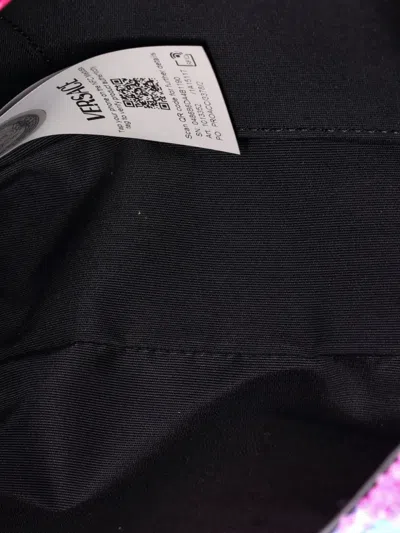 Pre-owned Versace Medusa Icon Chain Flap Bag Quilted Tweed East West Shoulder Bag In Pink