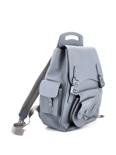 Pre-owned Dior Gallop Leather Maxi Backpack In Gray