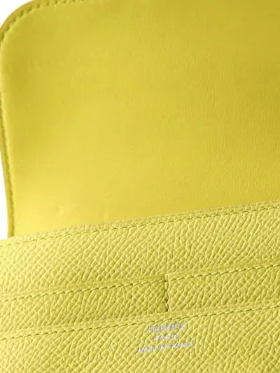 Pre-owned Hermes Constance Wallet Epsom Compact Small Wallets In Yellow