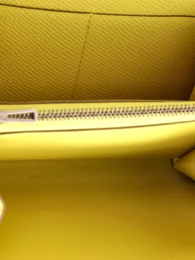 Pre-owned Hermes Constance Wallet Epsom Compact Small Wallets In Yellow