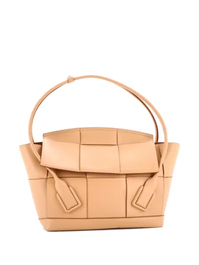 Pre-owned Bottega Veneta Arco Bag Maxi Intrecciato Leather Medium Shoulder Bag In Brown