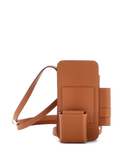 Pre-owned Hermes Way Phone Case Crossbody Bag Epsom Clutch Bag In Brown
