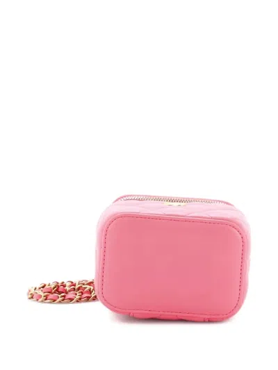 Pre-owned Chanel Pearl Crush Vanity Case With Chain Quilted Lambskin Mini Clutch Bag In Pink