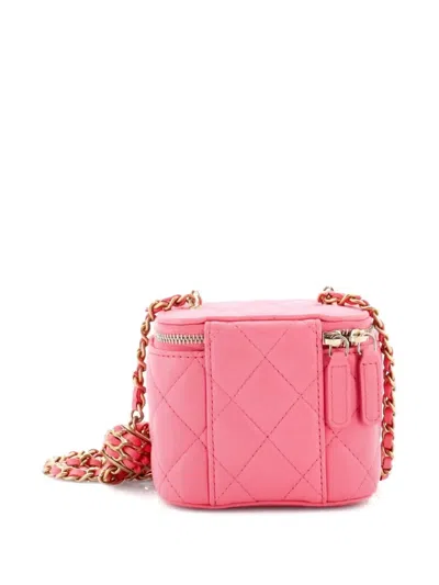 Pre-owned Chanel Pearl Crush Vanity Case With Chain Quilted Lambskin Mini Clutch Bag In Pink