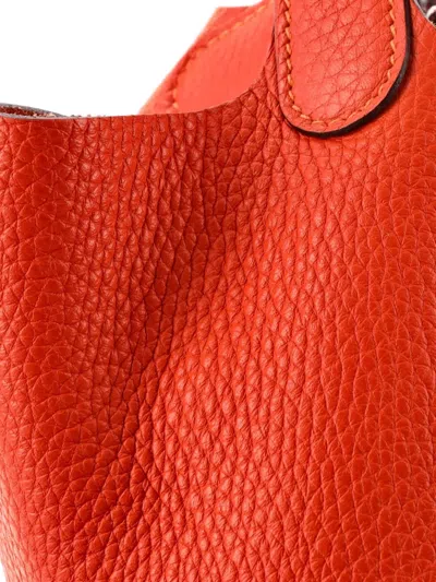 Pre-owned Hermes Picotin Lock Bag Clemence Pm Bucket Bag In Orange