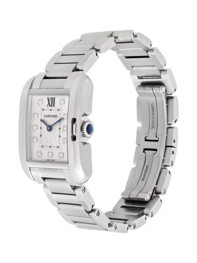 Pre-owned Cartier Tank Anglaise 30mm Watch In Silver