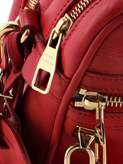 Pre-owned Louis Vuitton Flight Paname Takeoff Bag Leather Shoulder Bag In Red