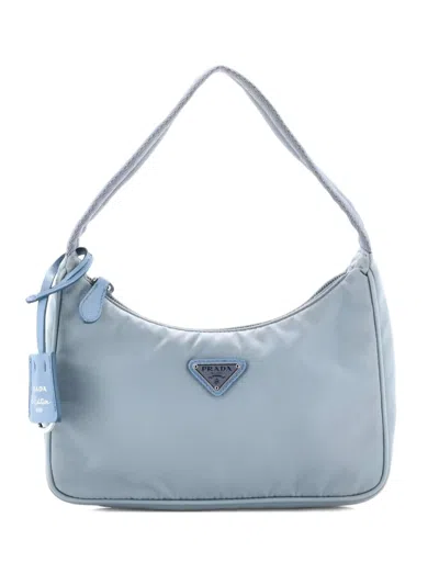Pre-owned Prada Re-edition 2000 Tessuto Mini Hobo Bag In Blue