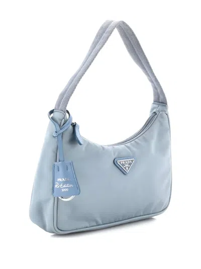 Pre-owned Prada Re-edition 2000 Tessuto Mini Hobo Bag In Blue