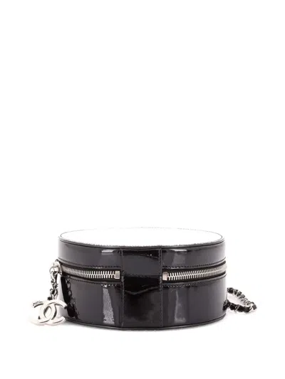 Pre-owned Chanel Evening On The Moon Round Evening Bag Glittered Pvc With Patent Mini Crossbody Bag In Black
